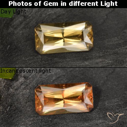 0.81ct Natural Marrón-oro Granate que cambia de color, corte esmeralda, VS