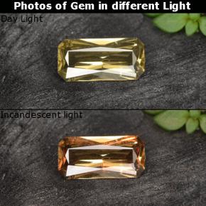 Granate con cambio de color dorado natural de 0,59 ct, corte esmeralda, VS