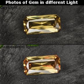 Granate que cambia de color Marrón-oro natural de 0.57 ct, corte esmeralda, VVS