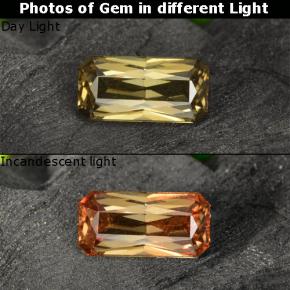 Granate con cambio de color dorado natural de 0,78 ct, corte esmeralda, VVS