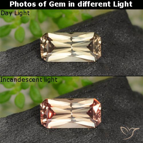 Granate con cambio de color amarillo natural de 0,65 ct, corte esmeralda, VVS