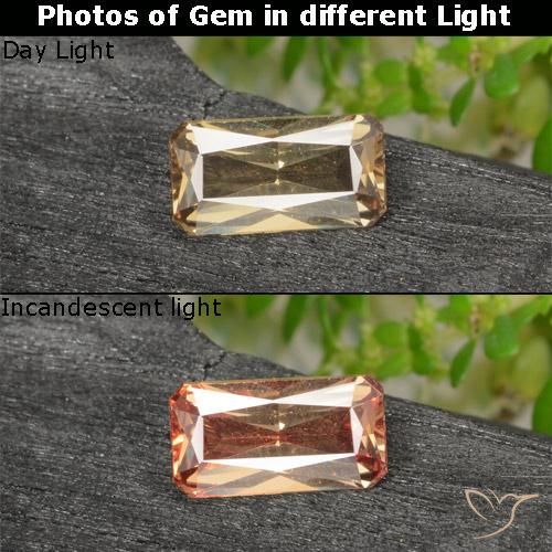 0.70ct Natural Marrón-oro Granate que cambia de color, corte esmeralda, VVS-VS