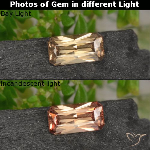 0.69ct Natural Marrón-oro Granate que cambia de color, corte esmeralda, VVS-VS