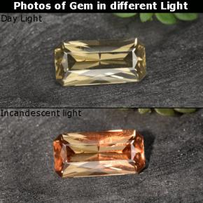 Granate con cambio de color dorado natural de 0,60 ct, corte esmeralda, VVS-VS