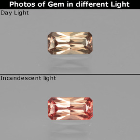 Granate con cambio de color cambio de color natural de 0,70 ct, corte esmeralda, VVS-VS