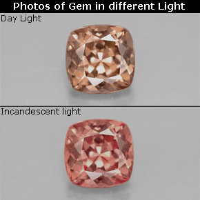 Granate con cambio de color multicolor natural de 0,74 ct, corte cojín, VS