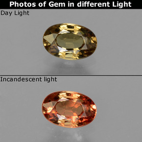 Granate con cambio de color multicolor natural de 0,56 ct, corte óvalo, VS