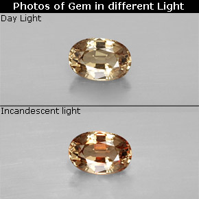 Granate con cambio de color dorado natural de 0,69 ct, corte óvalo, VVS-VS