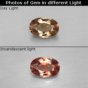 Granate con cambio de color multicolor natural de 0,65 ct, corte óvalo, VVS