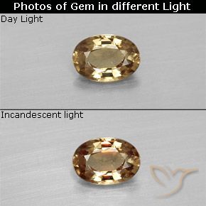 0.57ct Natural Marrón-oro Granate que cambia de color, Ovalada, VVS
