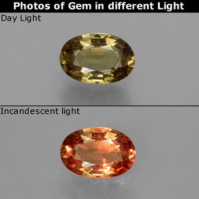 Granate con cambio de color multicolor natural de 0,64 ct, corte óvalo, VVS-VS