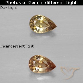 0.56ct Natural Marrón-oro Granate que cambia de color, En forma de pera, VVS-VS