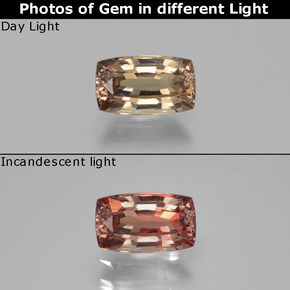 Granate que cambia de color Rosa/rojo marrón natural de 0.96 ct, Corte Cojín, VVS-VS