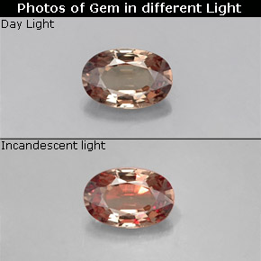 Granate que cambia de color Marrón medio natural de 0.58 ct, Corte Óvalo, VS