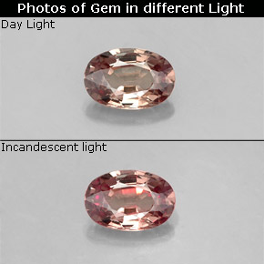 Granate con cambio de color cambio de color natural de 0,61 ct, corte óvalo, VVS-VS