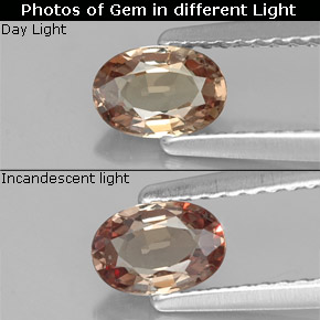 Granate con cambio de color multicolor natural de 0,57 ct, corte óvalo, VVS