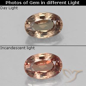 Granate con cambio de color marrón natural de 0,71 ct, corte óvalo, VVS-VS