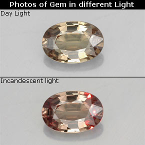Granate con cambio de color multicolor natural de 0,53 ct, corte óvalo, VVS