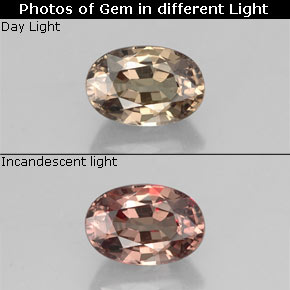 Granate con cambio de color cambio de color natural de 0,74 ct, corte óvalo, VVS