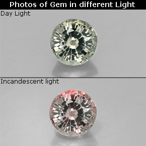 Granate con cambio de color multicolor natural de 0,59 ct, corte redondo, VVS-VS