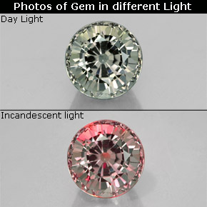 Granate con cambio de color multicolor natural de 0,97 ct, corte redondo, VVS-VS