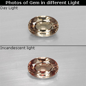 Granate que cambia de color Marrón claro natural de 0.62 ct, Corte Óvalo, VVS-VS