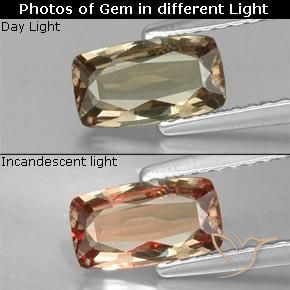 0.87ct Natural Oro Granate que cambia de color, Forma Cojín, VS-SI