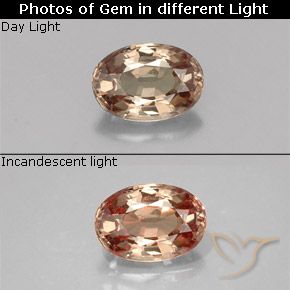 Granate con cambio de color amarillo natural de 0,63 ct, corte óvalo, VVS-VS