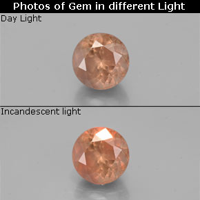 Granate con cambio de color multicolor natural de 0,58 ct, corte redondo, VS-SI