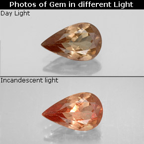 Granate con cambio de color marrón natural de 0,93 ct, en forma de pera, VS