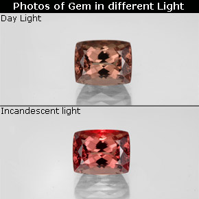 Granate que cambia de color Rosa/rojo marrón natural de 3.65 ct, Corte Cojín, VVS-VS