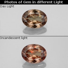 Granate con cambio de color marrón natural de 1,41 ct, corte óvalo, VS