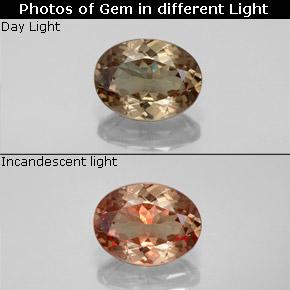 Granate con cambio de color marrón natural de 1,48 ct, corte óvalo, VS-SI