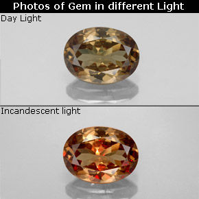 Granate que cambia de color Marrón naranja dorado natural de 1.55 ct, Corte Óvalo, VS