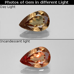 Granate que cambia de color Marrón claro natural de 1.41 ct, En forma de pera, VS