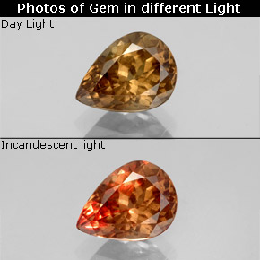 Granate con cambio de color multicolor natural de 1,61 ct, en forma de pera, VS-SI