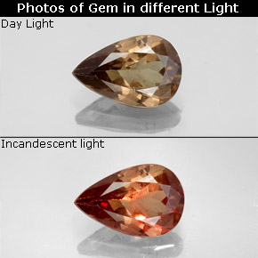 Granate con cambio de color multicolor natural de 1,58 ct, en forma de pera, VS-SI