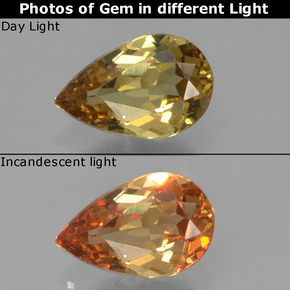 Granate con cambio de color multicolor natural de 0,47 ct, en forma de pera, VVS