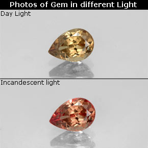Granate con cambio de color multicolor natural de 0,57 ct, en forma de pera, VS