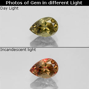 Granate con cambio de color multicolor natural de 0,63 ct, en forma de pera, VS