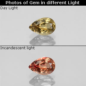 Granate con cambio de color cambio de color natural de 0,63 ct, en forma de pera, VVS-VS