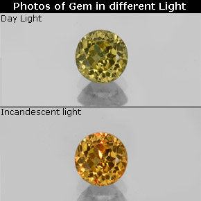 Granate con cambio de color cambio de color natural de 0,69 ct, corte redondo, VVS-VS