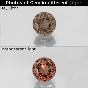 Granate con cambio de color multicolor natural de 0,75 ct, corte redondo, VS