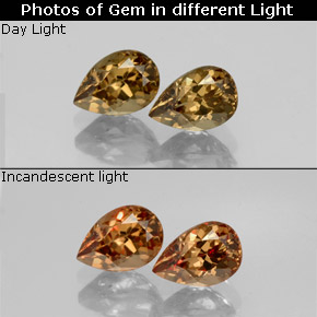 Gemas de Granate que cambia de color Marrón-oro natural de 1.34 ct, En forma de pera, VVS-VS