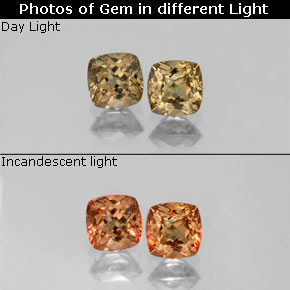 Gemas de Granate que cambia de color Marrón naranja dorado natural de  ct, Corte Cojín, VVS-VS