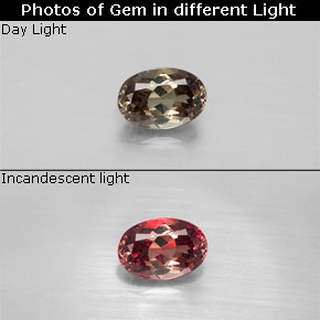 Granate con cambio de color multicolor natural de 0,60 ct, corte óvalo, VS