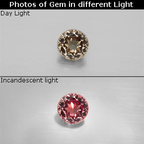 Granate con cambio de color multicolor natural de 0,50 ct, corte redondo, VS