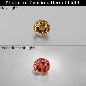 Granate con cambio de color multicolor natural de 0,43 ct, corte redondo, VS