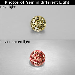 Granate con cambio de color multicolor natural de 0,44 ct, corte redondo, VS