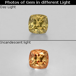Granate que cambia de color Marrón naranja dorado natural de 0.50 ct, Corte Cojín, VS